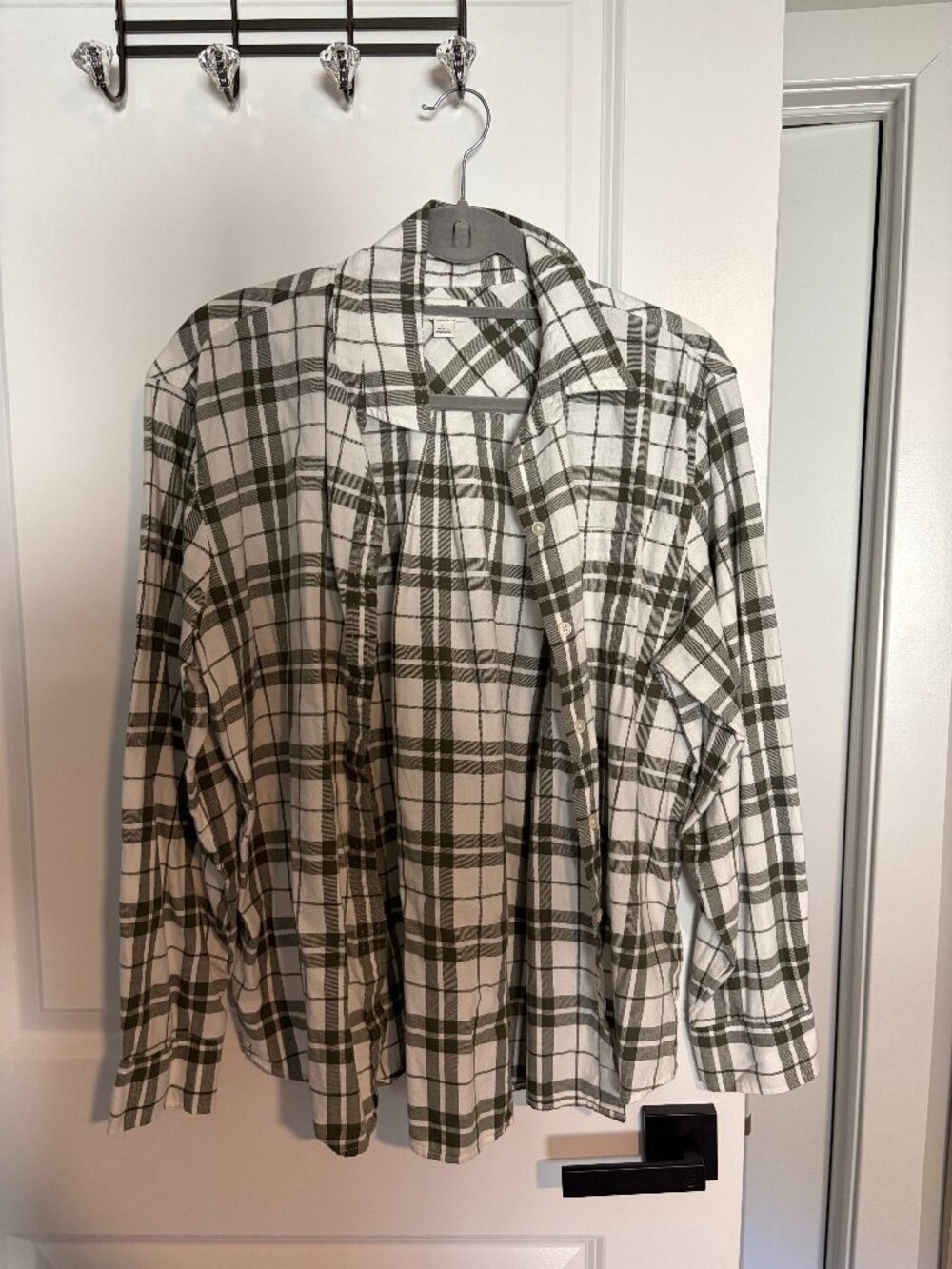 J. Crew Olive Green and White Button Down Shirt Size Large